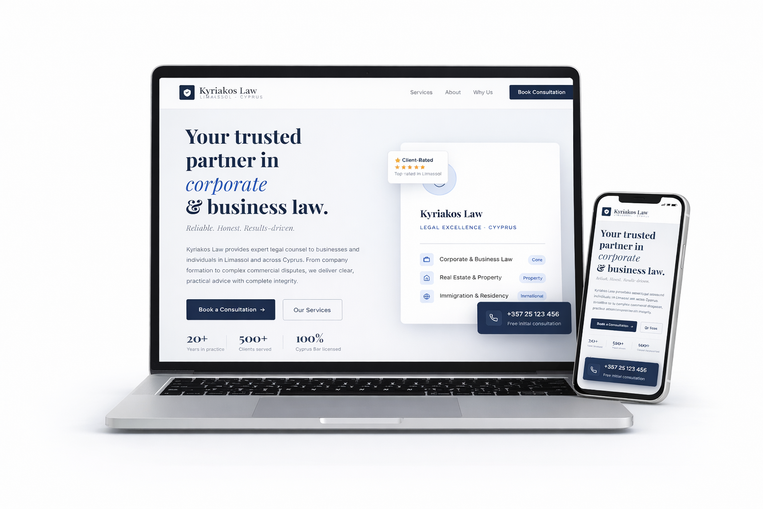 Kyriakos Law website screenshot